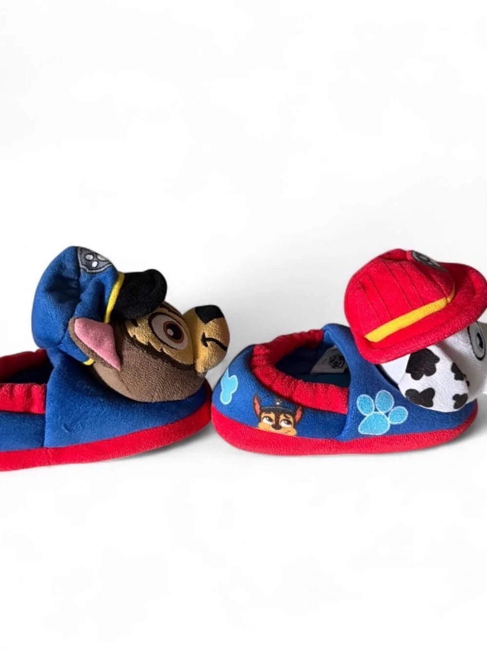 Paw Patrol Plush Kids Slippers - Chase (Blue) & Marshall (Red)